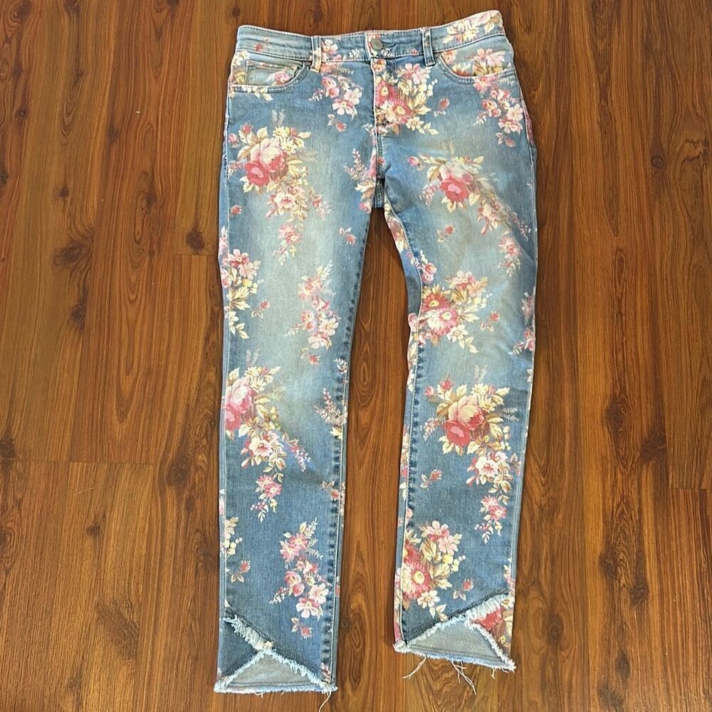 GAP floral super skinny kids jeans size 12